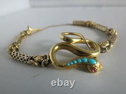 Extremely Rare 19th Century 9ct Gold Snake Bracelet