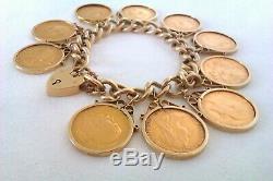 Extremely Rare 9ct Gold Bracelet & 10 x 22ct Gold Full Sovereigns 1896-1968