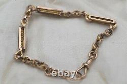 FAB 7.75 ANTIQUE VICTORIAN FANCY LINK 9ct ROSE GOLD ALBERT BRACELET DOG CLIP 7g