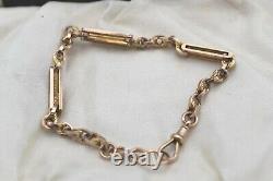 FAB 7.75 ANTIQUE VICTORIAN FANCY LINK 9ct ROSE GOLD ALBERT BRACELET DOG CLIP 7g