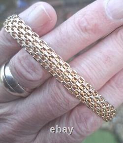 Fab 9ct Yellow Gold 7.5 Bracelet -4 Strand Mesh Design & Curved Profile-H/Mkd