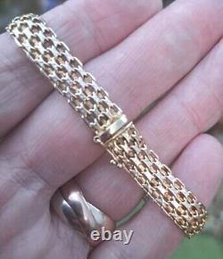 Fab 9ct Yellow Gold 7.5 Bracelet -4 Strand Mesh Design & Curved Profile-H/Mkd