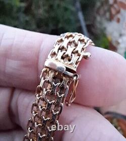 Fab 9ct Yellow Gold 7.5 Bracelet -4 Strand Mesh Design & Curved Profile-H/Mkd