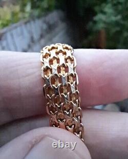 Fab 9ct Yellow Gold 7.5 Bracelet -4 Strand Mesh Design & Curved Profile-H/Mkd