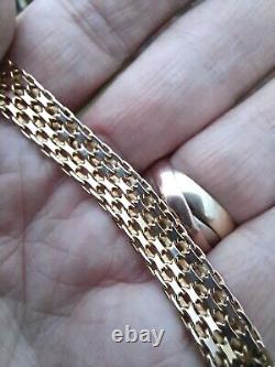 Fab 9ct Yellow Gold 7.5 Bracelet -4 Strand Mesh Design & Curved Profile-H/Mkd