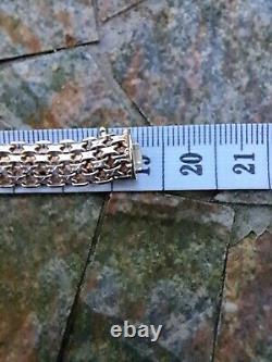 Fab 9ct Yellow Gold 7.5 Bracelet -4 Strand Mesh Design & Curved Profile-H/Mkd