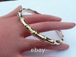Fab Ladies Solid 9ct Gold Large Bamboo Flapper Slave Bangle 10.2 Grams 76mm Dia