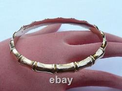 Fab Ladies Solid 9ct Gold Large Bamboo Flapper Slave Bangle 10.2 Grams 76mm Dia