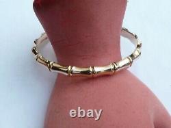 Fab Ladies Solid 9ct Gold Large Bamboo Flapper Slave Bangle 10.2 Grams 76mm Dia