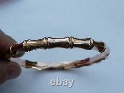 Fab Ladies Solid 9ct Gold Large Bamboo Flapper Slave Bangle 10.2 Grams 76mm Dia