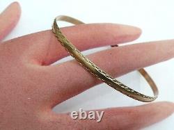 Fab Vintage Ladies Solid 9ct Gold Slave Diamond Cut Bangle Bracelet 67mm Dia