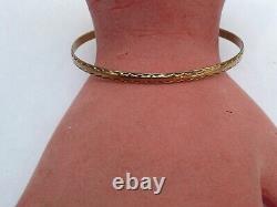 Fab Vintage Ladies Solid 9ct Gold Slave Diamond Cut Bangle Bracelet 67mm Dia