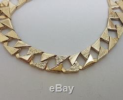 Fabulous 9ct Gold Bark and Plain Curb Link Bracelet. Goldmine Jewellers