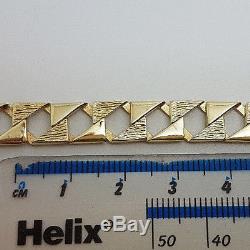 Fabulous 9ct Gold Bark and Plain Curb Link Bracelet. Goldmine Jewellers
