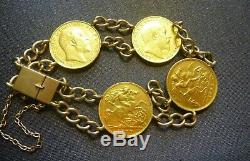 Fabulous Antique Estate 22ct/k & 9 Ct/k Yellow Gold Half Sovereign Bracelet 1906