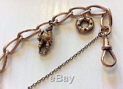 Fabulous Ladies Antique Heavy Solid 9ct Rose Gold Charm Bracelet & Superb Charms