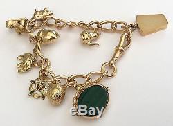 Fabulous Pristine Very Heavy Antique 9ct Rose Gold Charm Bracelet & Charms 36g