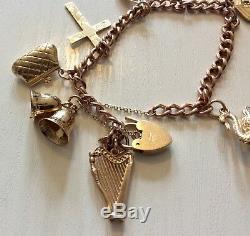 Fabulous Quality Ladies Early Vintage Solid Heavy 9CT Gold Charm Bracelet Nice