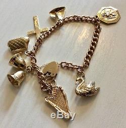 Fabulous Quality Ladies Early Vintage Solid Heavy 9CT Gold Charm Bracelet Nice