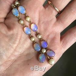 Fabulous rare vintage 9ct gold opal and pearl necklace and bracelet set 1950's