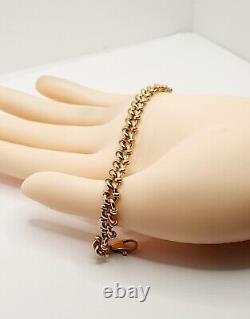 Fancy 9ct Gold Curb Hollow Pale Rose Gold Chain Bracelet 7.5 19.3cm Hallmarked