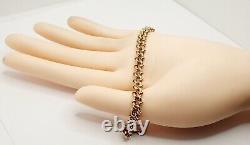 Fancy 9ct Gold Curb Hollow Pale Rose Gold Chain Bracelet 7.5 19.3cm Hallmarked