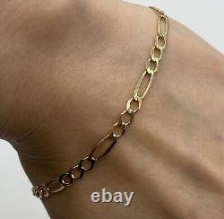 Figaro Link Bracelet 9ct 9k Yellow Gold 8 Inches