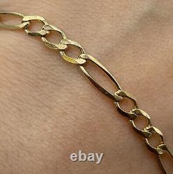 Figaro Link Bracelet 9ct 9k Yellow Gold 8 Inches