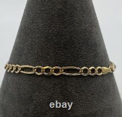 Figaro Link Bracelet 9ct 9k Yellow Gold 8 Inches