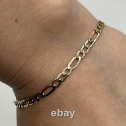 Figaro Link Curb Chain Bracelet 9ct 9k Yellow Gold 7 Inches