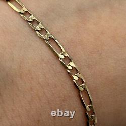 Figaro Link Curb Chain Bracelet 9ct 9k Yellow Gold 7 Inches