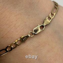 Figaro Link Curb Chain Bracelet 9ct 9k Yellow Gold 7 Inches