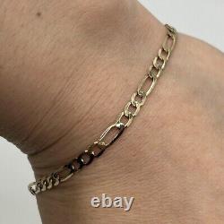 Figaro Link Curb Chain Bracelet 9ct 9k Yellow Gold 7 Inches