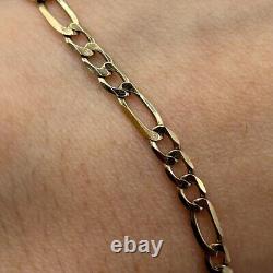 Figaro Link Curb Chain Bracelet 9ct 9k Yellow Gold 7 Inches