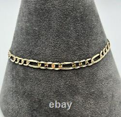 Figaro Link Curb Chain Bracelet 9ct 9k Yellow Gold 7 Inches