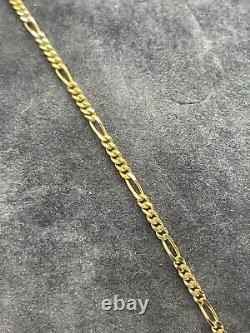 Figaro Link Curb Chain Bracelet 9ct Yellow Gold 7 Inches