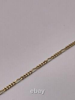 Figaro Link Curb Chain Bracelet 9ct Yellow Gold 7 Inches