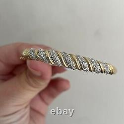 Fine 9ct Gold And Diamond Bangle