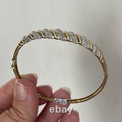 Fine 9ct Gold And Diamond Bangle