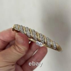 Fine 9ct Gold And Diamond Bangle