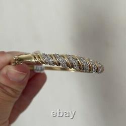 Fine 9ct Gold And Diamond Bangle