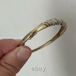 Fine 9ct Gold And Diamond Bangle