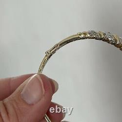 Fine 9ct Gold And Diamond Bangle