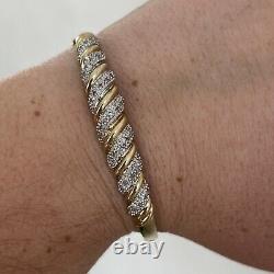 Fine 9ct Gold And Diamond Bangle