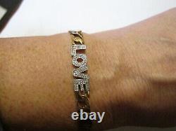 Fine 9ct Gold I Love You Two Tone Bracelet Weight 8.8 Grams 7-1/4 Inches