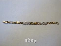 Fine 9ct Gold I Love You Two Tone Bracelet Weight 8.8 Grams 7-1/4 Inches