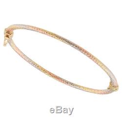 Fine 9ct Gold Ladies Heavy Bangle Bracelet Cuff Yellow White Rose 375 Hallmarked