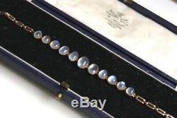Fine Antique Edwardian 9 Ct Gold Graduated 15.00 Ct Moonstone Bracelet 17.0cm