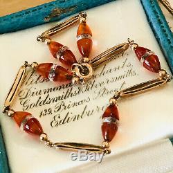 Fine, Art Deco, 9ct, 9k, 375 Rose Gold Carnelian & rock crystal bracelet, C1935