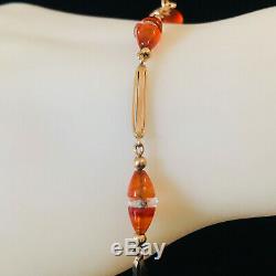 Fine, Art Deco, 9ct, 9k, 375 Rose Gold Carnelian & rock crystal bracelet, C1935